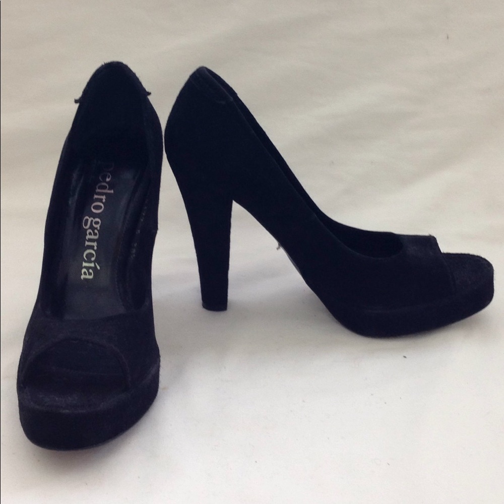 Pedro Garcia Black Suede Open Toe Heel